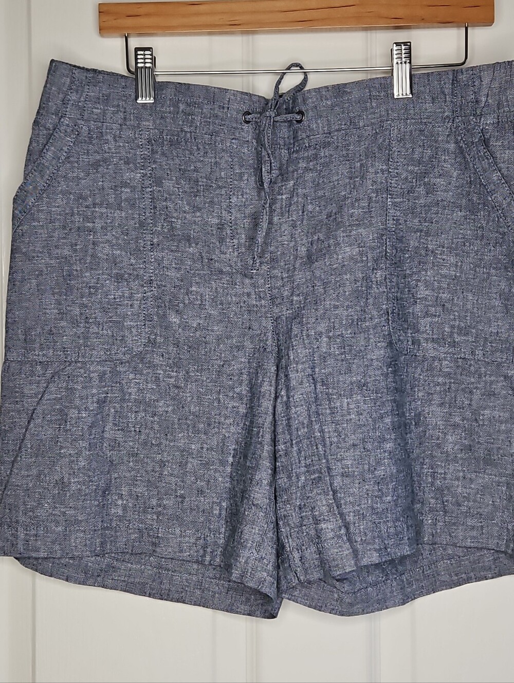 Talbots Linen Blend Drawstring 7" Shorts 12 Simply Flattering Pockets New